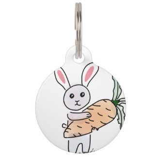 にんじんが付いているバニー ペット ネームタグ