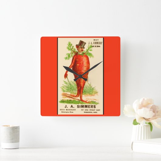 にんじんの人のビクトリア時代の人貿易カード スクエア壁時計 (ホーム)