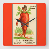 にんじんの人のビクトリア時代の人貿易カード スクエア壁時計 (正面)