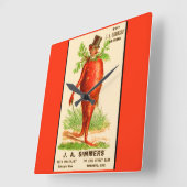 にんじんの人のビクトリア時代の人貿易カード スクエア壁時計 (傾斜)