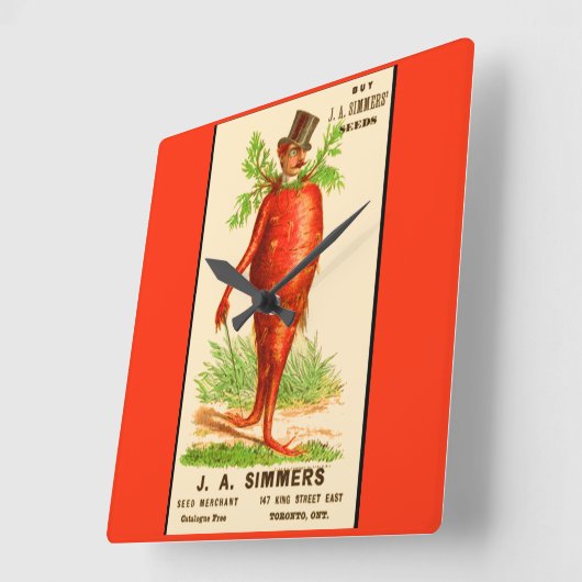 にんじんの人のビクトリア時代の人貿易カード スクエア壁時計 (傾斜)