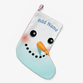にんじんの鼻を持つかわいい微笑の雪だるま スモールクリスマスストッキング (正面 (吊り時))