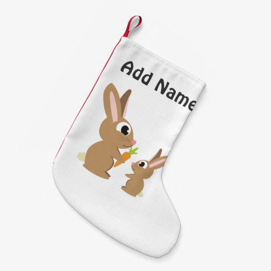 にんじんをかき分けたかわいいうさぎ2匹 スモールクリスマスストッキング (正面 (吊り時))