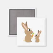 にんじんを分かち合うかわいいウサギたち マグネット (正面/裏面)
