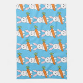 にんじんを持つかわいいウサギ キッチンタオル (縦)