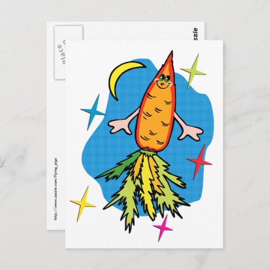 にんじんロケット船おもしろい葉書 ポストカード (正面/裏面)