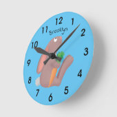 にんじん漫画を添えたかわいいウサギ ラウンド壁時計 (傾斜)