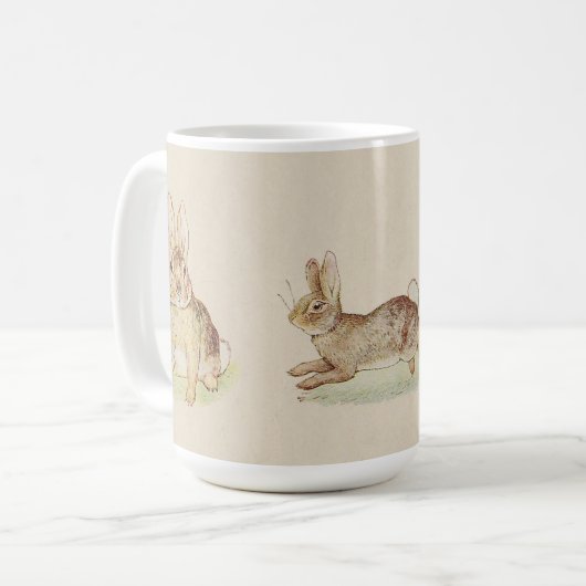 にんじん、バニーのマグが付いているかわいいヴィンテージのウサギ コーヒーマグカップ (正面左)
