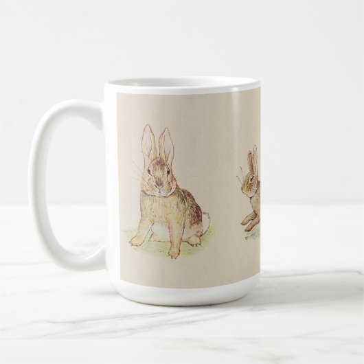 にんじん、バニーのマグが付いているかわいいヴィンテージのウサギ コーヒーマグカップ (左)