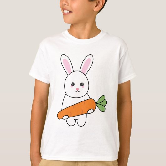 にんじんTシャツを着たかわいいうさぎ Tシャツ (正面)