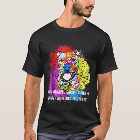 ~にカラフル対してピットの雄牛を跳ね上げる Tシャツ (正面)