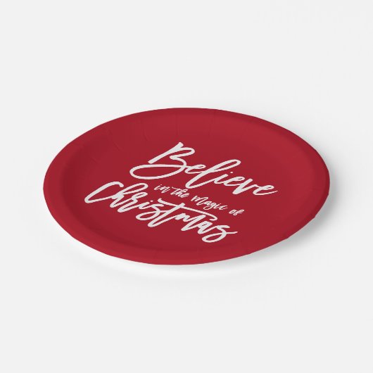 |にクリスマスの休日の挨拶の魔法を信じて下さい ペーパープレート (アングル)