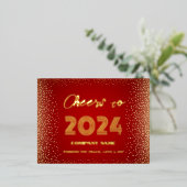 ～にモダン対する赤いエレガント応援 箔シーズンポストカード (立ち正面)