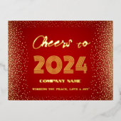 ～にモダン対する赤いエレガント応援 箔シーズンポストカード (正面)