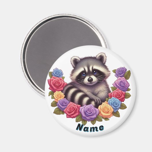 に囲まれた鮮やかカラフルバラ マグネット (正面/裏面)