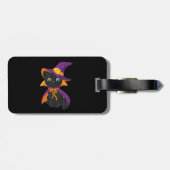 ～に対して目を赤く違うした漫画猫のウィザード ラゲッジタグ (裏面横)