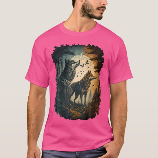 ～に対するオオカミ Tシャツ (正面)