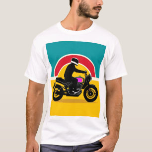 ~に対するオートバイ鮮やかカラフルス芸術的ト Tシャツ