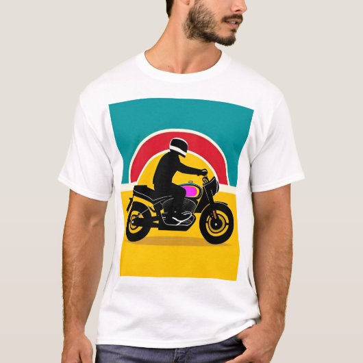 ~に対するオートバイ鮮やかカラフルス芸術的ト Tシャツ (正面)