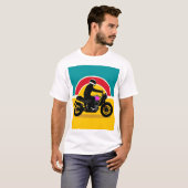 ~に対するオートバイ鮮やかカラフルス芸術的ト Tシャツ (正面フル)
