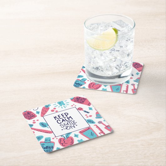 〜に対す保る冷静さとスマイル|かわいい言葉 スクエアペーパーコースター (インサイチュ)