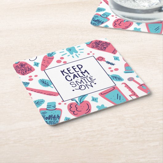 〜に対す保る冷静さとスマイル|かわいい言葉 スクエアペーパーコースター (アングル)