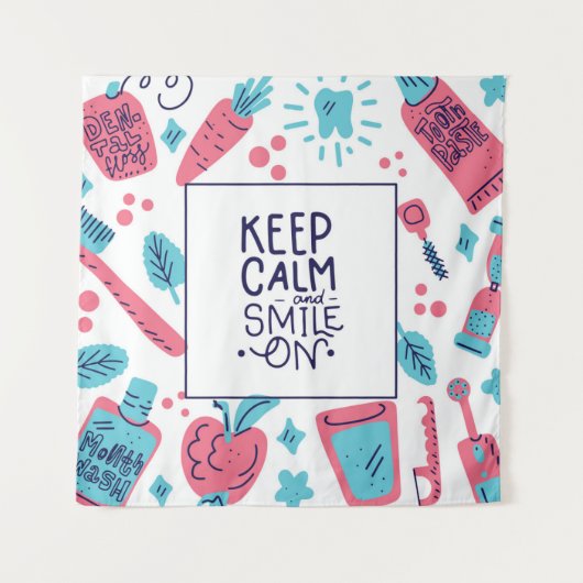 〜に対す保る冷静さとスマイル|かわいい言葉 タペストリー (正面)