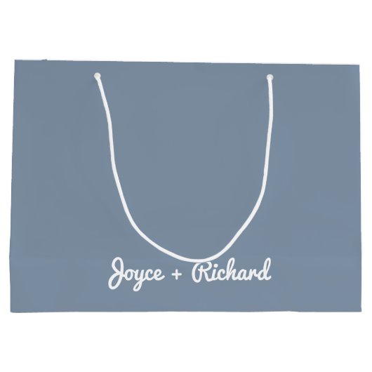 ～に感謝来する |エレガントほこりっぽい青 ラージペーパーバッグ (裏面)