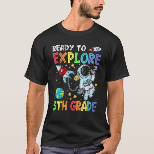 ~に戻る5年生のかわいい宇宙飛行士を探索する準備ができている Tシャツ (正面)