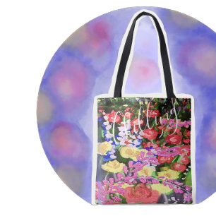 ～に数々のは冷絵画色の花を咲かせる トートバッグ