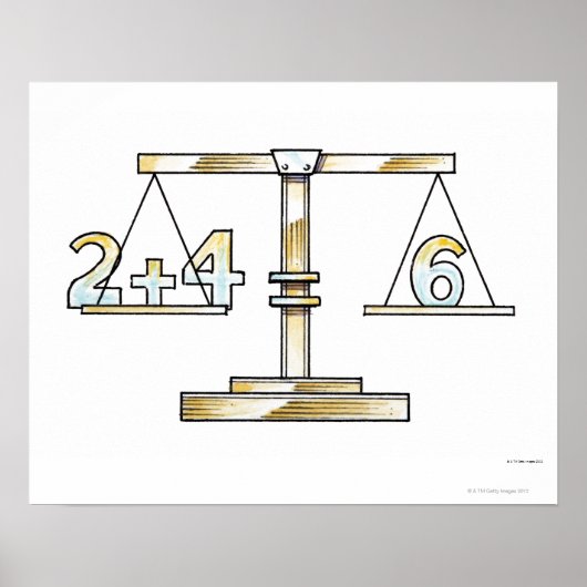 ~に数字を加えるイラストレーション はかりで測 ポスター (正面)