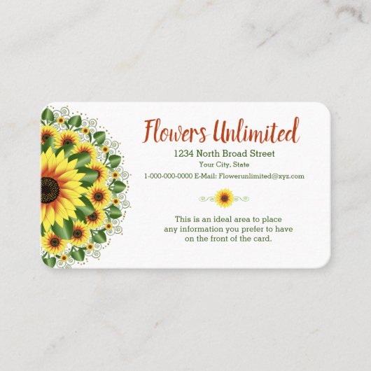 ～に最適な大型ひまわりデザイン 名刺 (正面)
