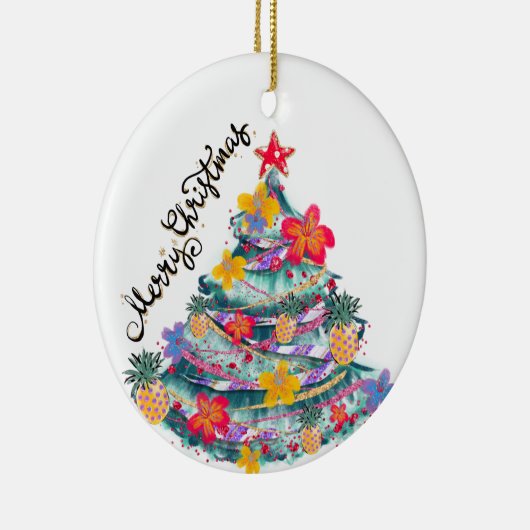 に熱帯メリークリスマスツリーTシャツ セラミックオーナメント (右)
