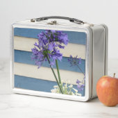 に白と白のネギの花をストライプ付ける メタルランチボックス (インサイチュ)