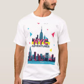 に関する詳細なタイトル、ラベル、説明を示す Tシャツ (正面)