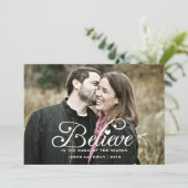 |にChristmaの休日の写真カードの魔法を信じて下さい シーズンカード (スタンド正面)