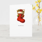 ぬいぐるみが入った靴下のホリデーカード カード (黄色い花)