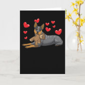 ぬいぐるみの付いたオーストラリアの家畜犬 カード (黄色い花)