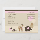 ぬいぐるみの女の子のベビーシャワー 招待状 (裏面)