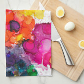 ぬいぐるみを見上げる キッチンタオル (四つ折り)