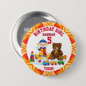 ぬいぐるみパーソナライズされたと子どもの年齢 缶バッジ (正面&裏面)