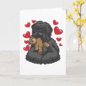 ぬいぐるみロシアのの黒テリア カード (黄色い花)