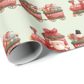ぬいぐるみ付きかわいいパターンヴィンテージクリスマストレイン ラッピングペーパー (ロールコーナー)