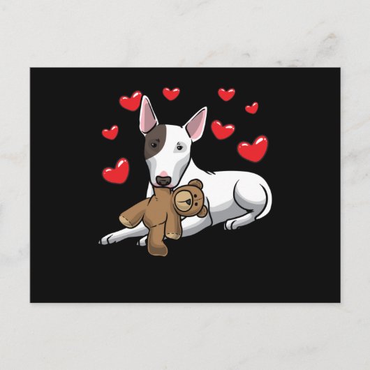 ぬいぐるみ付きミニチュアブルテリア犬 ポストカード (正面)