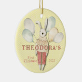 ぬいぐるみ動物うさぎベビー初 セラミックオーナメント (右)