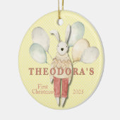 ぬいぐるみ動物うさぎベビー初 セラミックオーナメント (左)