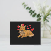 ぬいぐるみ動物とハートのハーザー犬 ポストカード (スタンド正面)