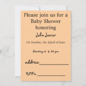 ぬいぐるみ動物のベビーシャワー招待状 招待状 (裏面)