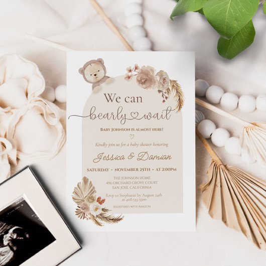 ぬいぐるみ動物テディベア真夏待ち赤ちゃんシャワー 招待状