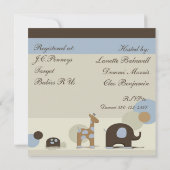 ぬいぐるみ動物ベビーシャワー招待状 招待状 (裏面)